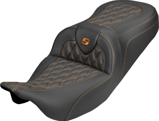 Saddlemen Roadsofa™ Carbon Fibre Seat - Black, Orange, 2-Up Seat