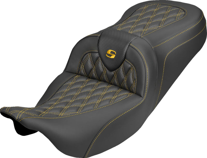 Saddlemen Roadsofa™ Carbon Fibre Seat - Black, Gold, 2-Up Seat