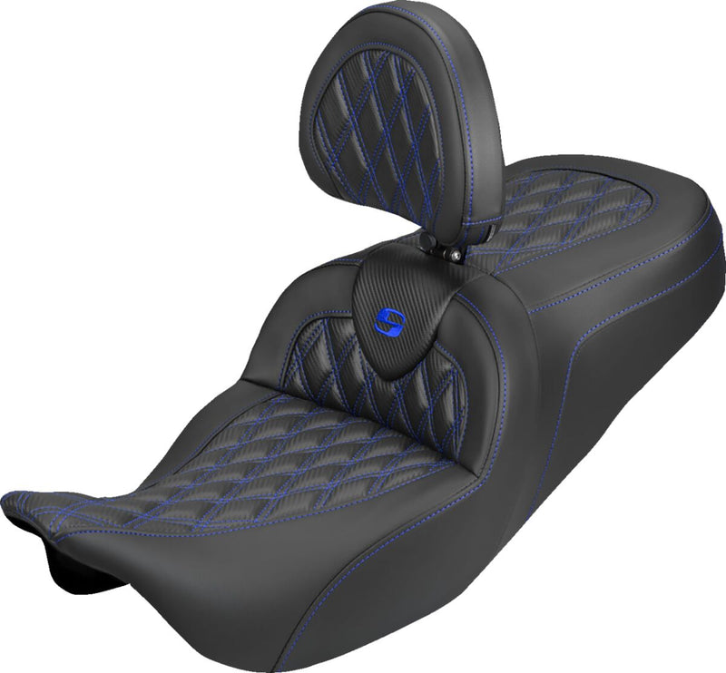 Saddlemen Roadsofa™ Carbon Fibre Seat - Black, Blue, 2-Up Seat