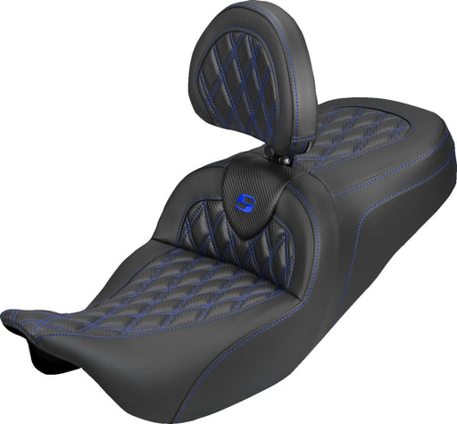 Saddlemen Roadsofa™ Carbon Fibre Seat - Black, Blue, 2-Up Seat
