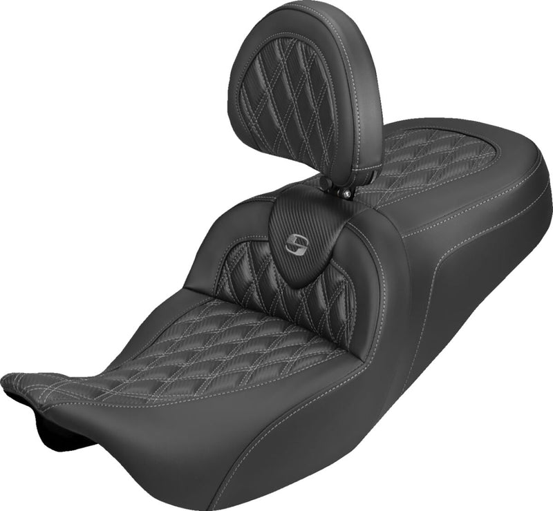 Saddlemen Roadsofa™ Carbon Fibre Seat - Black, Grey, 2-Up Seat