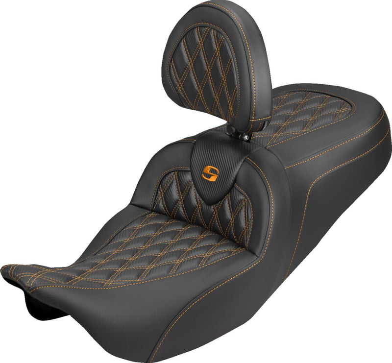 Saddlemen Roadsofa™ Carbon Fibre Seat - Black, Orange, 2-Up Seat