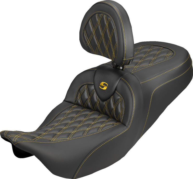 Saddlemen Roadsofa™ Carbon Fibre Seat - Black, Gold, 2-Up Seat
