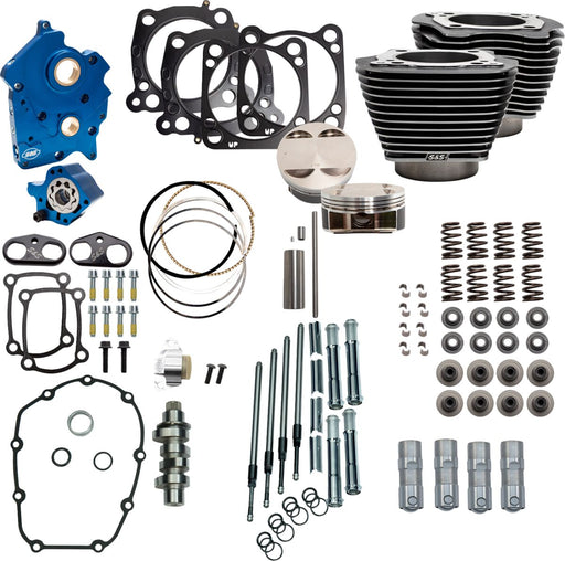 S&S Cycle 128" Power Package - Black Granite, Highlighted Fins, 550C