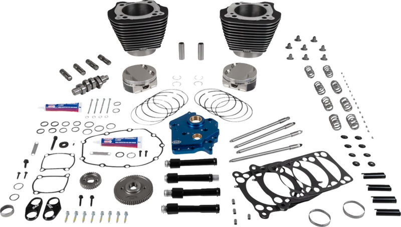 S&S Cycle Engine Performance Kit - Highlighted Fins, Wrinkle Black, 496 Series
