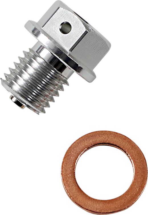 Moose Offroad Hard-parts Magnetic Drain Plug - Anodised Clear, Silver - T14-5084S