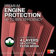 K&N Replacement Air Filter - Black,  Red - TB-4024