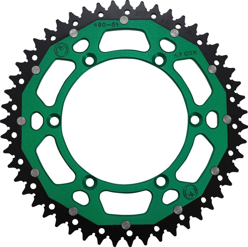 Moose Offroad Hard-parts Dual Sprocket - Rear, Green - 520 - 1210-460-51-15X