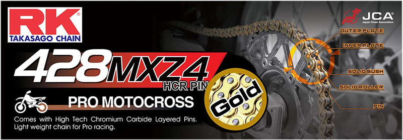 RK MXZ4 Series Drive Chain - 428 - 120 Links - Gold
