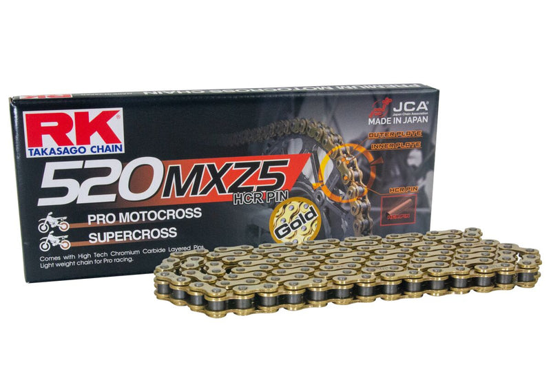 RK MXZ5 Series Drive Chain - 520 - 110 Links - Black,  Gold