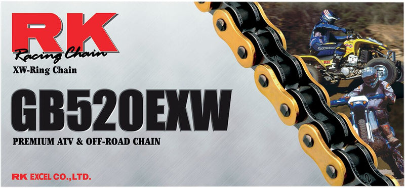 RK EXW Series Drive Chain - 520 - 118 Links - Black,  Gold