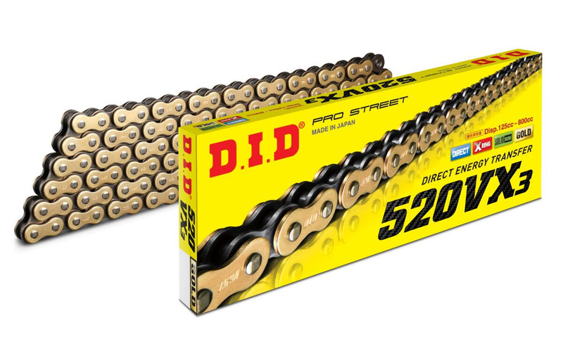 DID VX Series Drive Chain - 520 - 112 Links - Gold,  Steel - 4525516319218