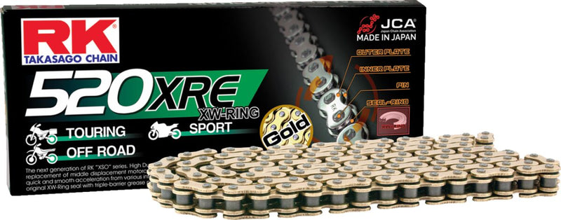 RK XRE Series Drive Chain - 520 - 118 Links - Gold