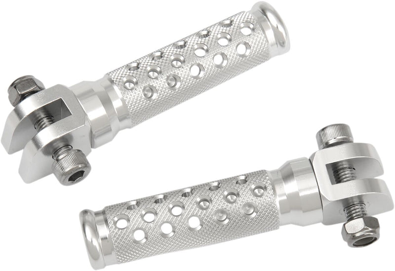 EMGO Slash-Cut Style Foot Pegs - Silver - Fixed - 50-11241A
