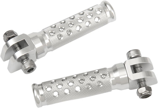 EMGO Slash-Cut Style Foot Pegs - Silver - Fixed - 50-11241A