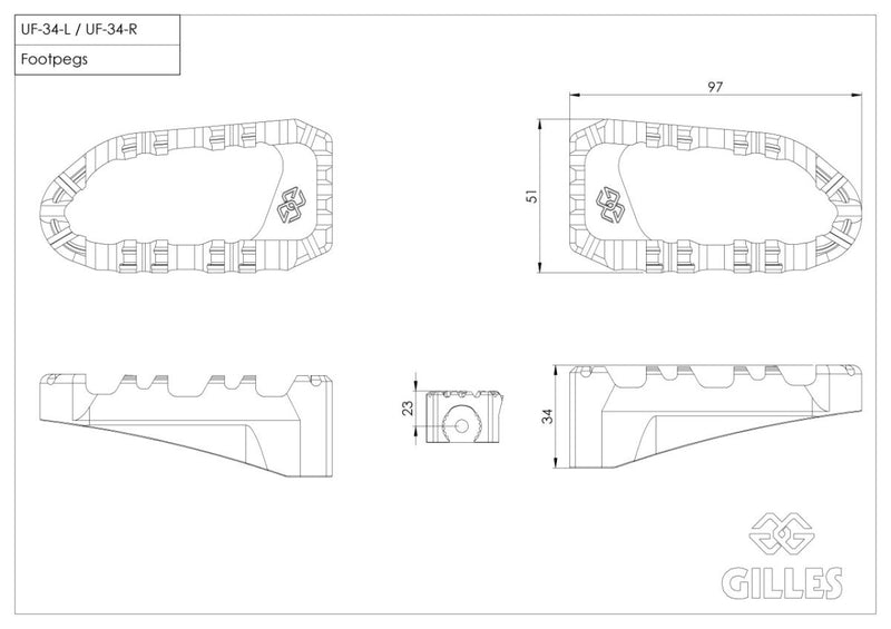 Gilles Tooling Footpeg - Pro - Folding - RGK2-B005-UF34-SET-B