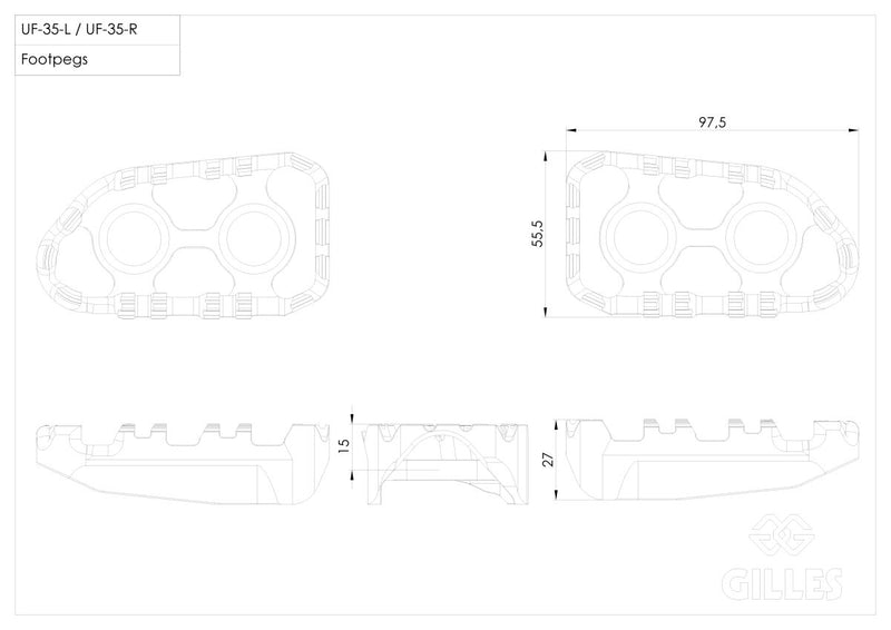 Gilles Tooling Footpeg - Folding - RGK2-B005-UF35-SET-B
