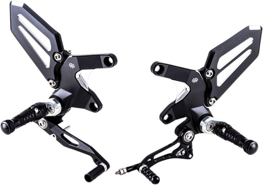 Gilles Tooling Adjustable Rearset - RCT10GT, Anodised, Black, Silver - RCT10GT-K02
