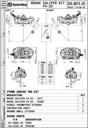 Brembo GP4-RX BRAKE CALIPER KIT UPGRADE LINE - Front Left, Front Right, Aluminium, Polished