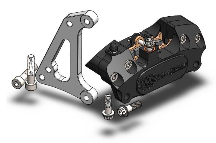 Moto-Master Supermoto Racing Brake Caliper Kit - Black,  Silver,  Stainless Steel - 4 Piston