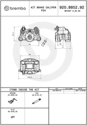 Brembo P2.34 REAR BRAKE CALIPER - Grey, 2 Piston