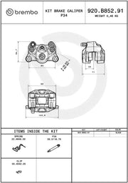 Brembo P2.34 REAR BRAKE CALIPER - Black, 2 Piston - 920B85291