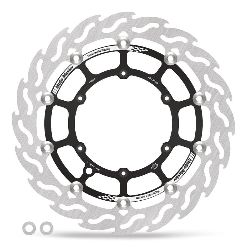 Moto-Master Supermoto Front Racing Rotors - Flame - Black - Two Piece (Floating) - 112232