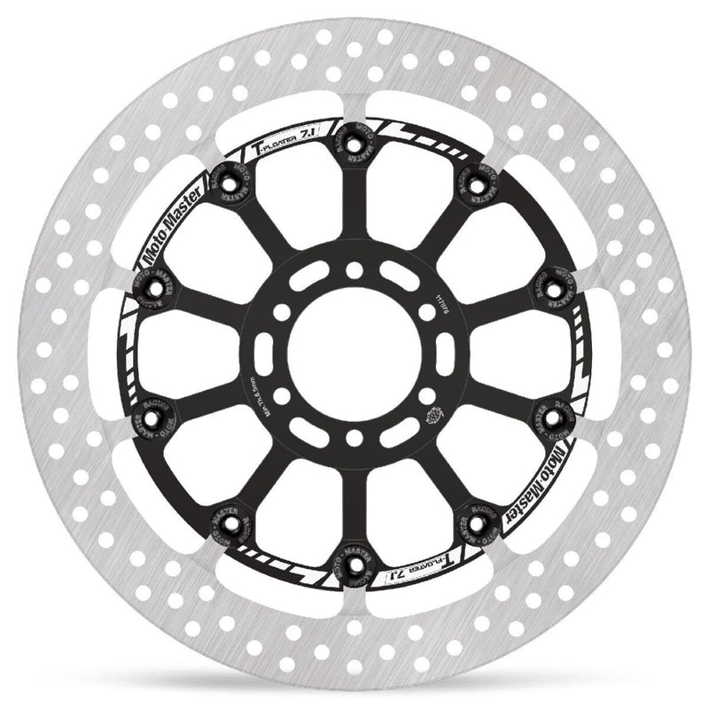 Moto-Master HALO series T-Floater brake rotor - Black,  Silver - Two Piece (Floating) - 117076