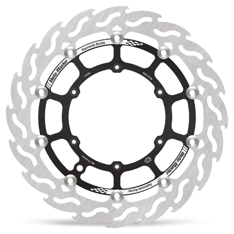 Moto-Master Supermoto Front Racing Rotors - Flame - Anodised,  Black,  Silver,  Stainless Steel - Two Piece (Floating)