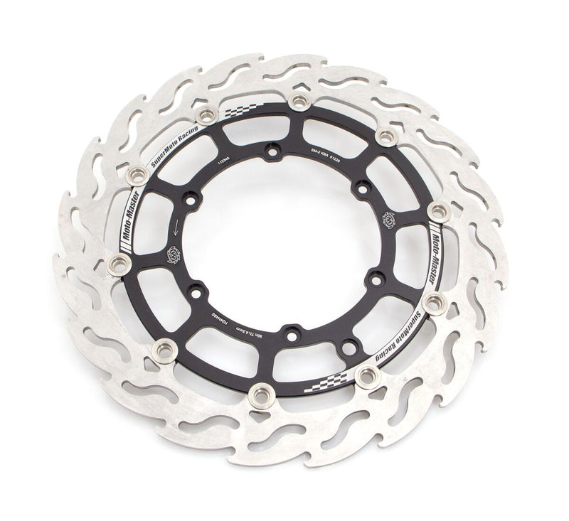 Moto-Master Supermoto Front Racing Rotors - Flame - Anodised,  Black,  Silver,  Stainless Steel - Two Piece (Floating)