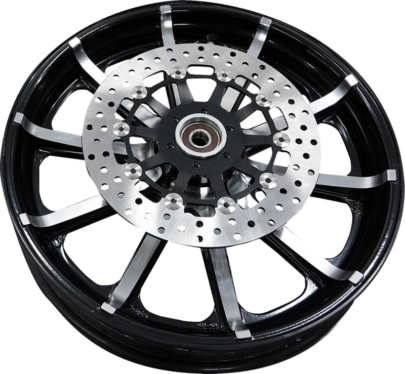 Arlen Ness Factory Replacement Brake Rotor - Black,  Silver - Two Piece (Floating) - 300-049