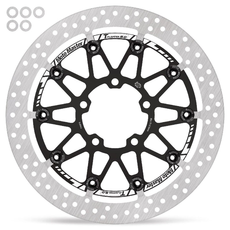 Moto-Master HALO series T-Floater brake rotor - Black,  Silver - Two Piece (Floating) - 116097