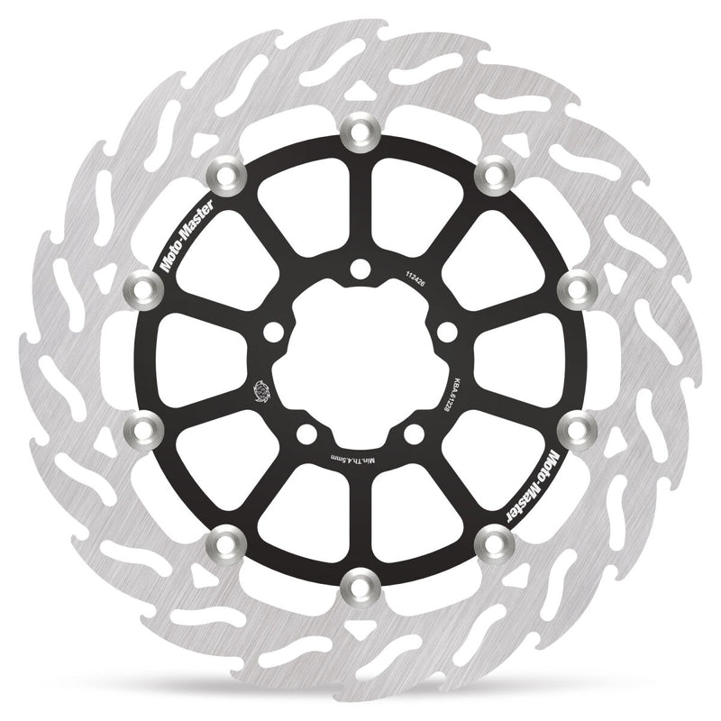 Moto-Master Flame Series Rotor - Black,  Silver,  Stainless Steel - Two Piece (Floating)