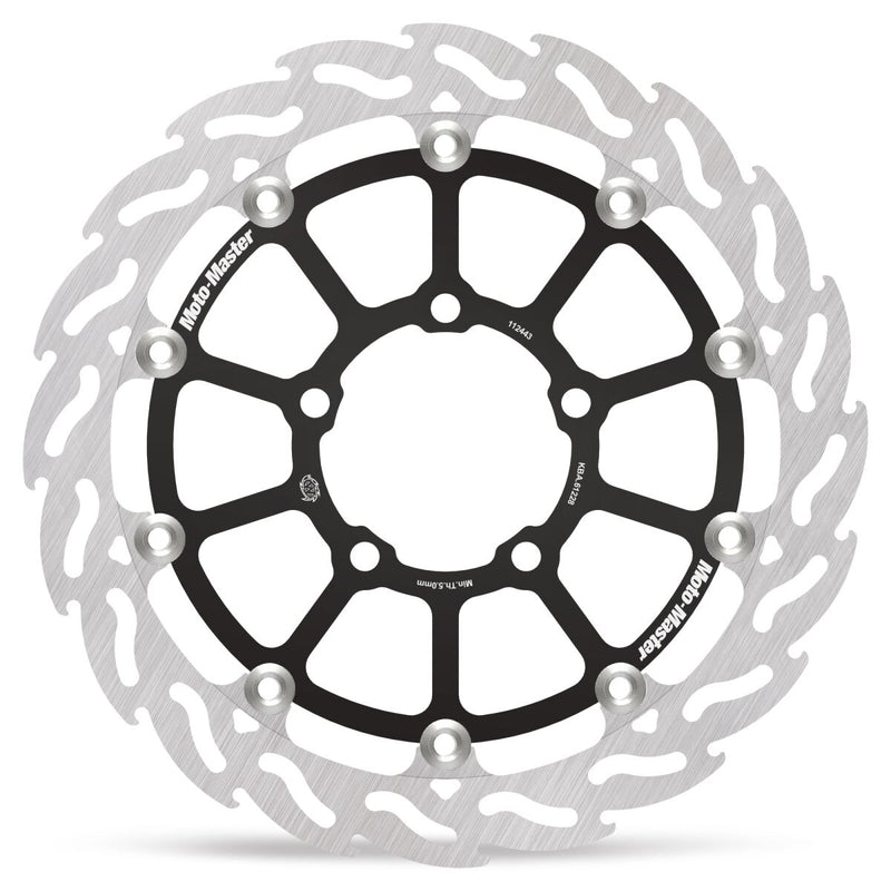 Moto-Master FLAME Floating Alu Brake Disc - Black,  Silver - Two Piece (Floating) - 112443