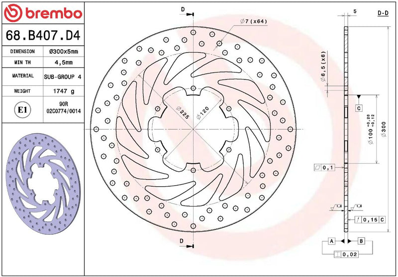 Brembo BRAKE ROTOR FIXED SERIE ORO PRIME LINE - Silver, Stainless Steel, One Piece (Fixed) - 68B407D4