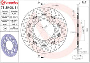 Brembo BRAKE ROTOR FLOATING SERIE ORO PRIME LINE - Black, Silver, Stainless Steel, Two Piece (Floating) - 78B40831