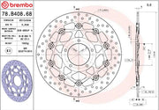 Brembo BRAKE ROTOR FLOATING SERIE ORO PRIME LINE - Black, Silver, Stainless Steel, Two Piece (Floating) - 78B40868