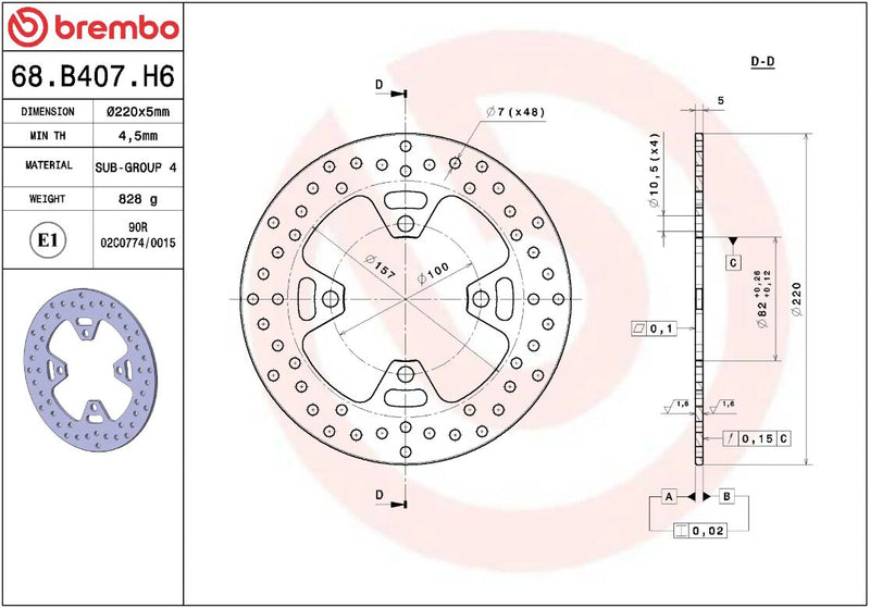 Brembo BRAKE ROTOR FIXED SERIE ORO PRIME LINE - Silver, Stainless Steel, One Piece (Fixed) - 68B407H6