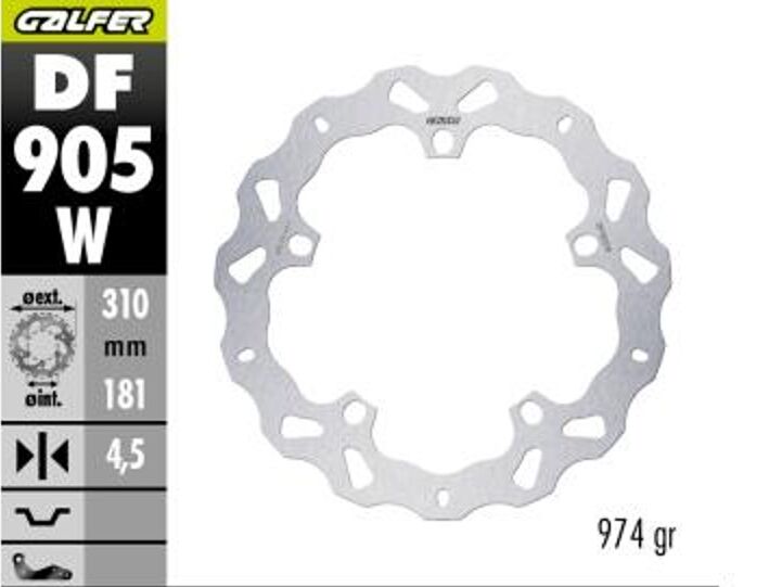 Galfer BRAKE ROTOR FIXED WAVE - Wave® - Silver,  Stainless Steel - One Piece (Fixed) - DF905W