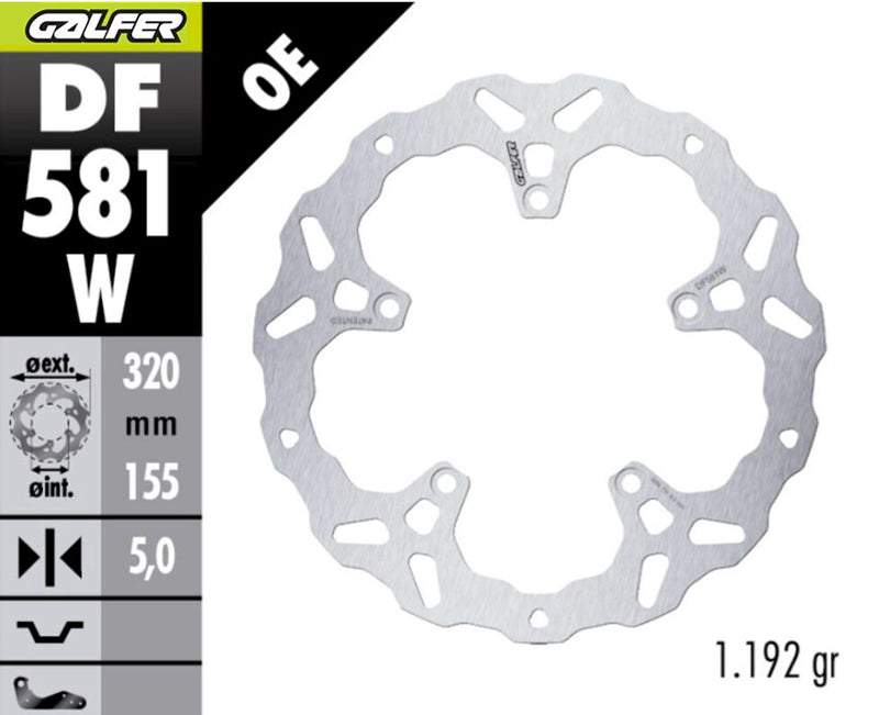 Galfer BRAKE ROTOR FIXED WAVE - Wave® - Silver,  Stainless Steel - One Piece (Fixed) - DF581W