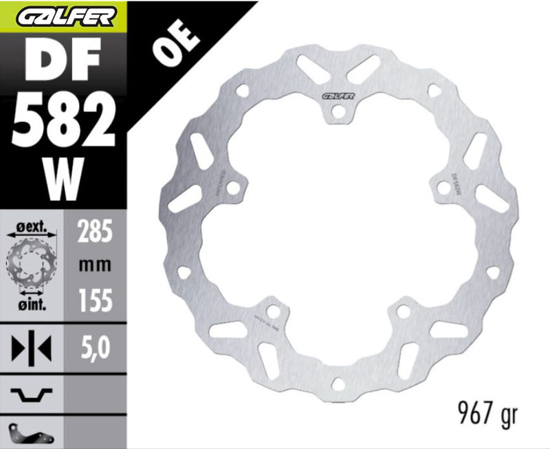 Galfer BRAKE ROTOR FIXED WAVE - Wave® - Silver,  Stainless Steel - One Piece (Fixed) - DF582W
