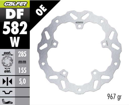 Galfer BRAKE ROTOR FIXED WAVE - Wave® - Silver,  Stainless Steel - One Piece (Fixed) - DF582W