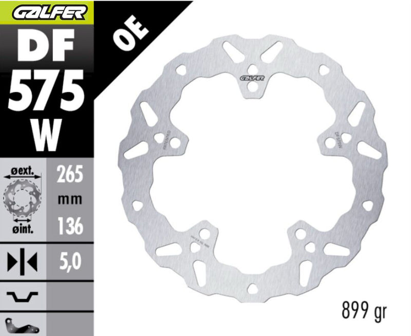Galfer BRAKE ROTOR FIXED WAVE - Wave® - Silver,  Stainless Steel - One Piece (Fixed) - DF575W