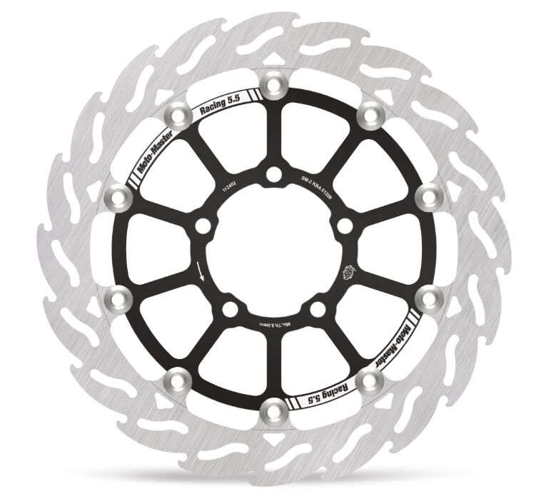 Moto-Master Flame Series Rotor Race - Black,  Stainless Steel - Two Piece (Floating) - 112402