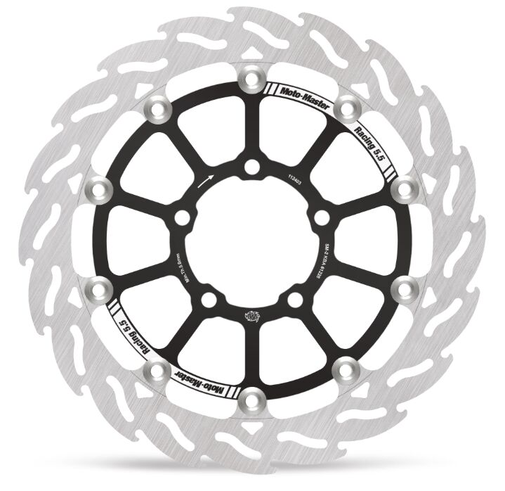 Moto-Master Flame Series Rotor Race - Black,  Stainless Steel - Two Piece (Floating) - 112403