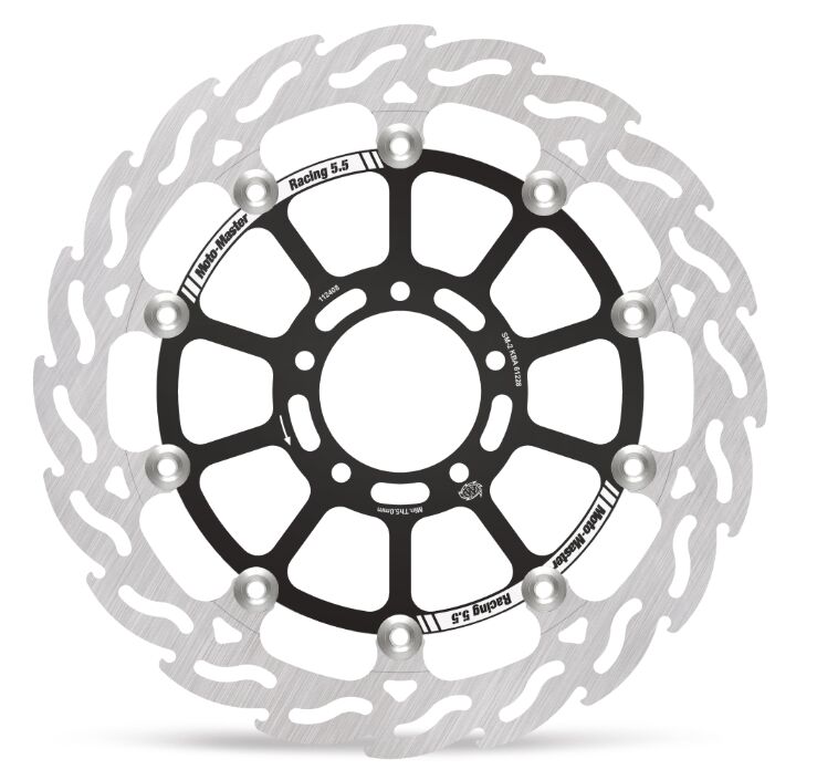 Moto-Master Flame Series Rotor Race - Black,  Stainless Steel - Two Piece (Floating) - 112408