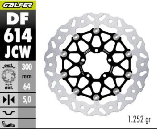 Galfer BRAKE ROTOR FLOATECH WAVE - Floating Wave® - Black,  Stainless Steel - Two Piece (Floating) - DF614JCW