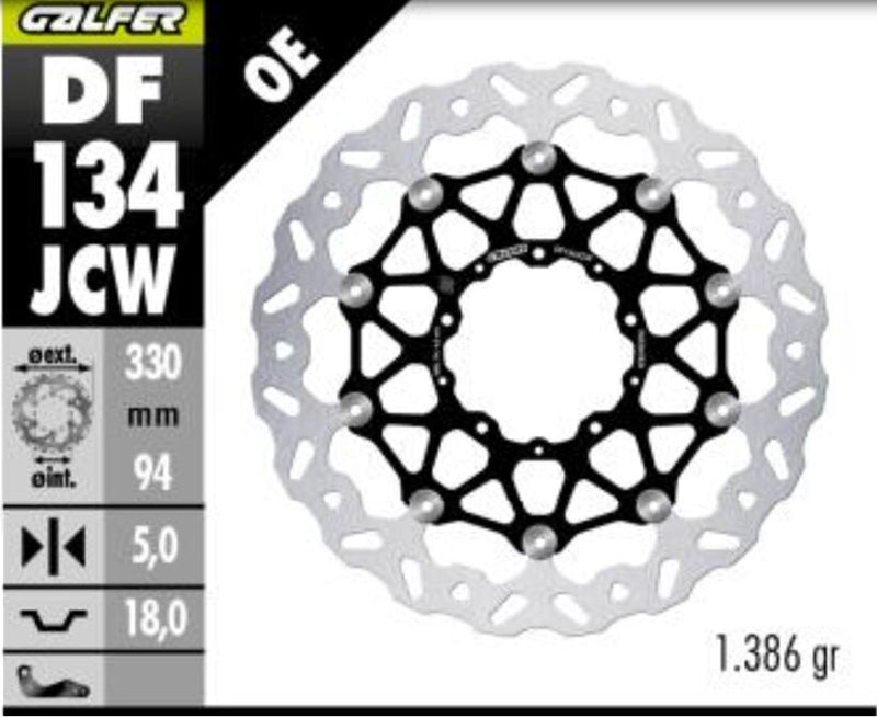 Galfer BRAKE ROTOR FLOATECH WAVE - Floating Wave® - Black,  Stainless Steel - Two Piece (Floating) - DF134JCW