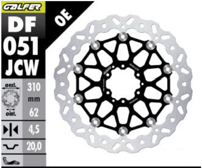 Galfer BRAKE ROTOR FLOATECH WAVE - Floating Wave® - Black,  Stainless Steel - Two Piece (Floating) - DF051JCW