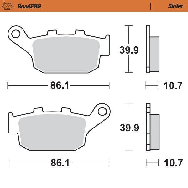 Moto-Master RoadPRO Sinder Brake Pad Rear - Sintered Metal - 402202